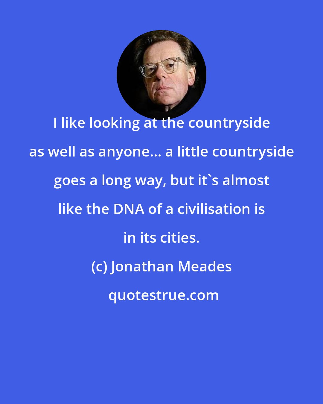 Jonathan Meades: I like looking at the countryside as well as anyone... a little countryside goes a long way, but it's almost like the DNA of a civilisation is in its cities.