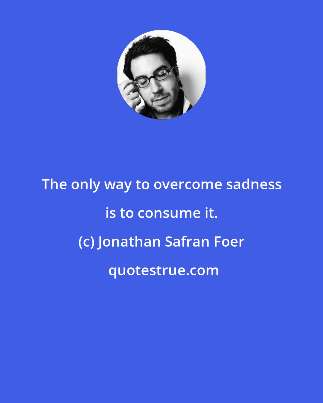 Jonathan Safran Foer: The only way to overcome sadness is to consume it.