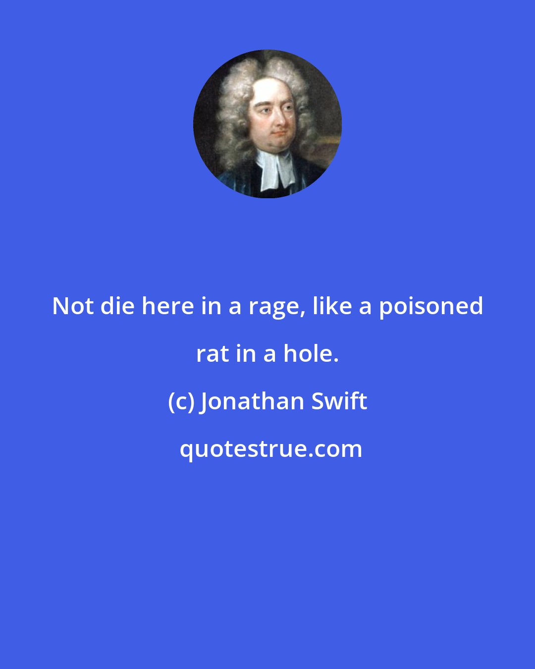 Jonathan Swift: Not die here in a rage, like a poisoned rat in a hole.