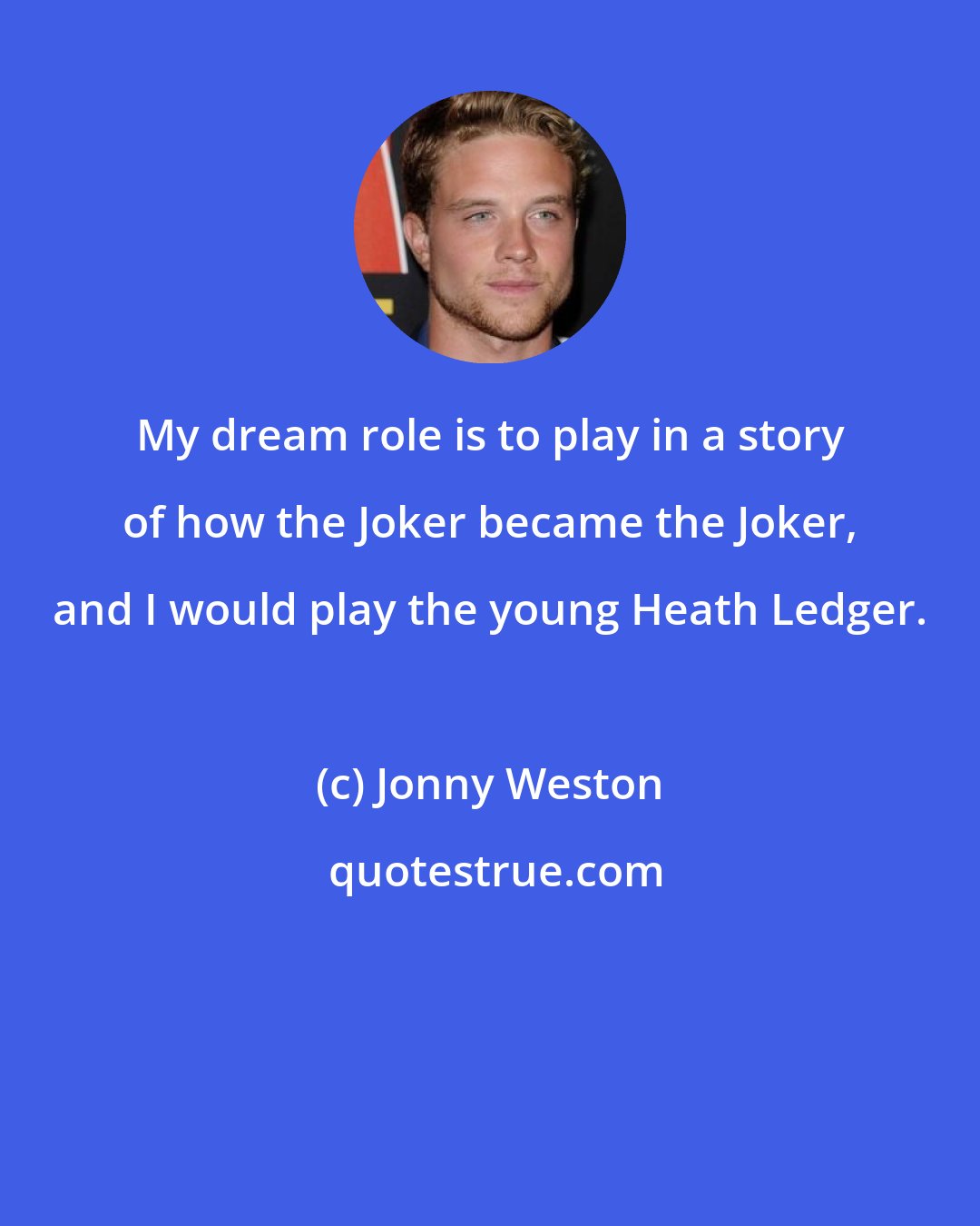 Jonny Weston: My dream role is to play in a story of how the Joker became the Joker, and I would play the young Heath Ledger.