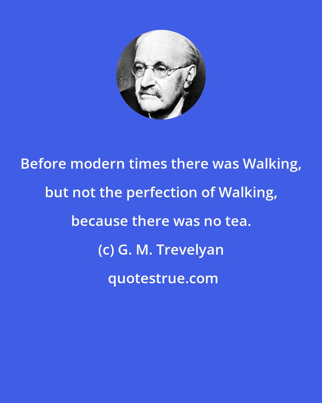 G. M. Trevelyan: Before modern times there was Walking, but not the perfection of Walking, because there was no tea.