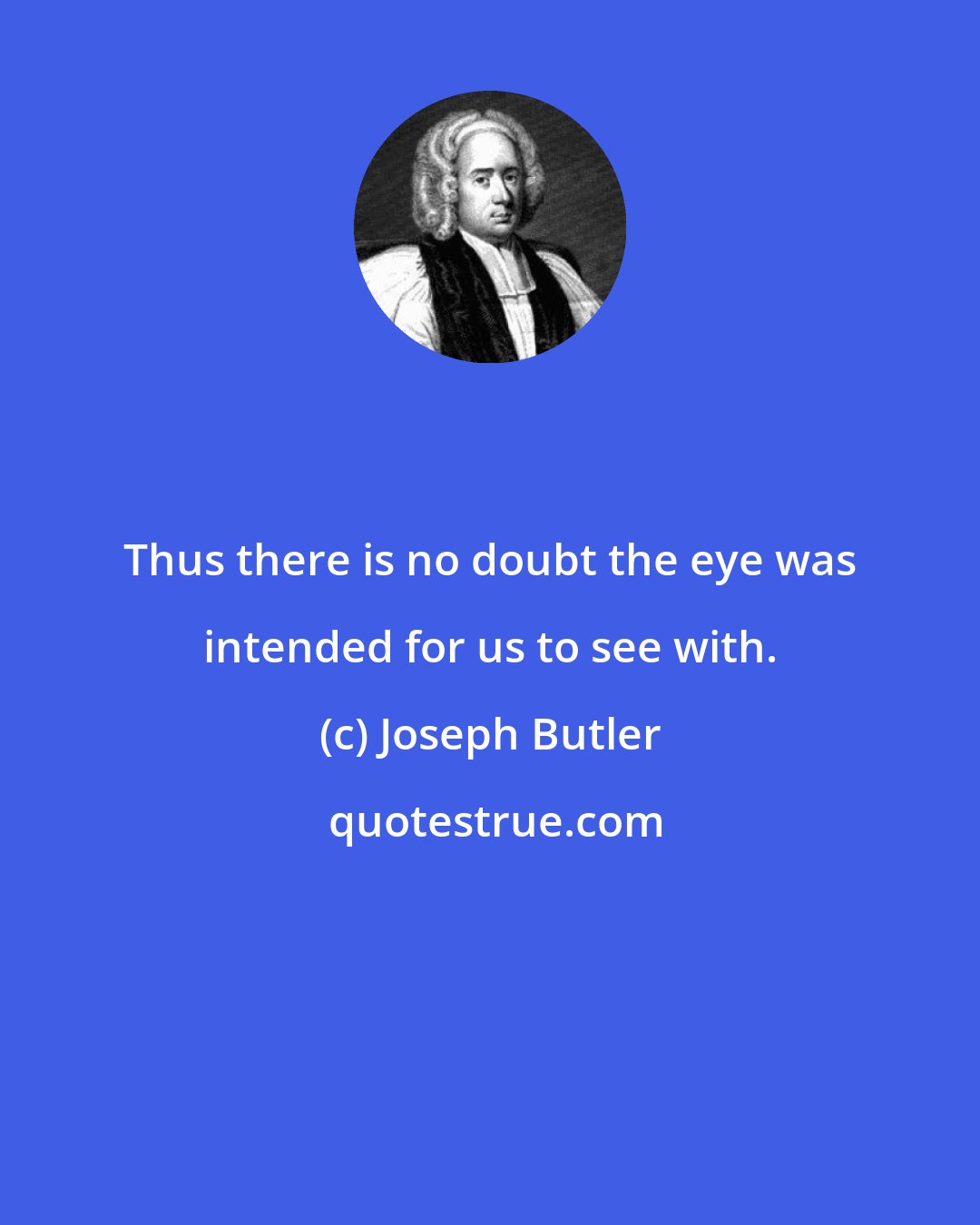 Joseph Butler: Thus there is no doubt the eye was intended for us to see with.