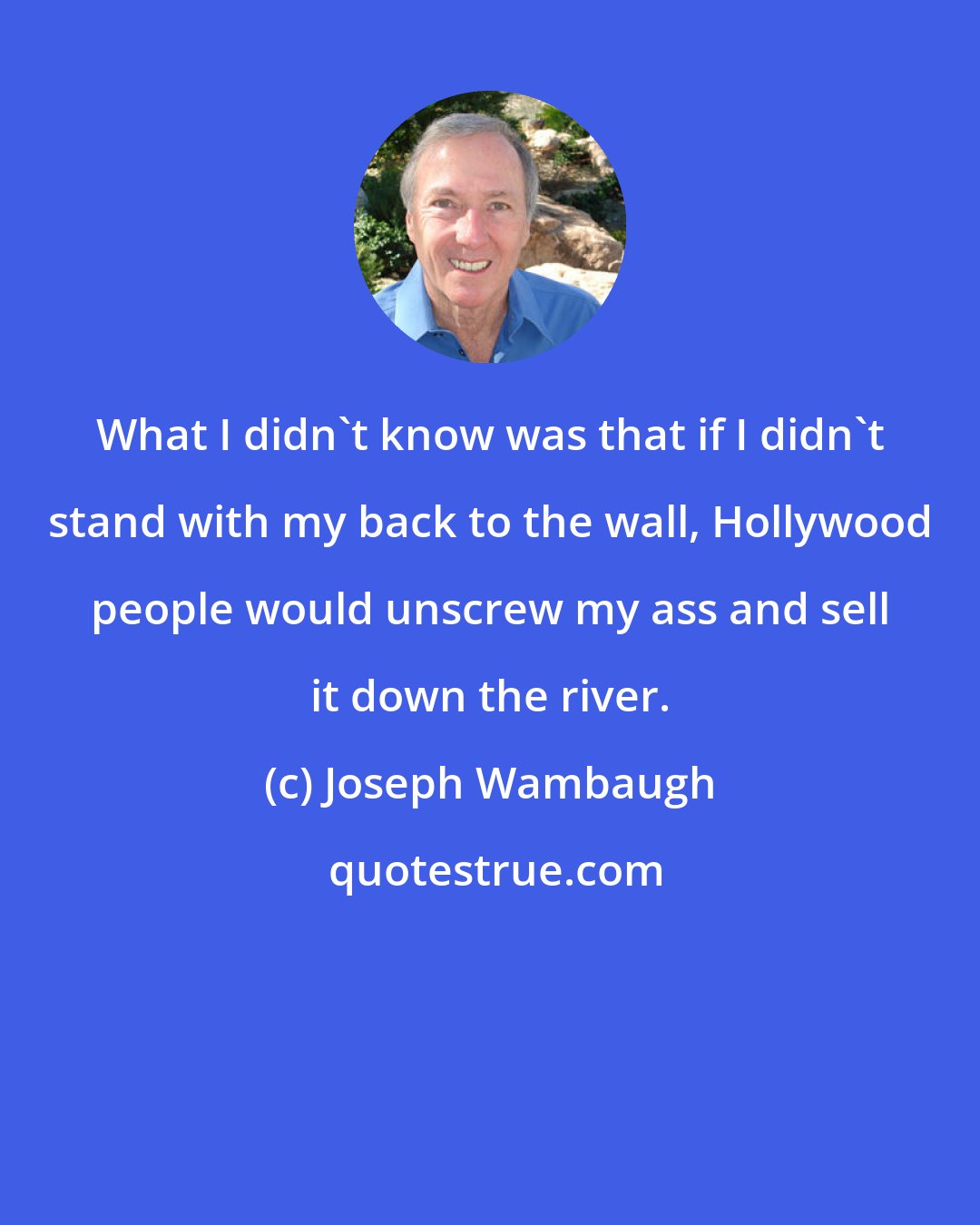 Joseph Wambaugh: What I didn't know was that if I didn't stand with my back to the wall, Hollywood people would unscrew my ass and sell it down the river.