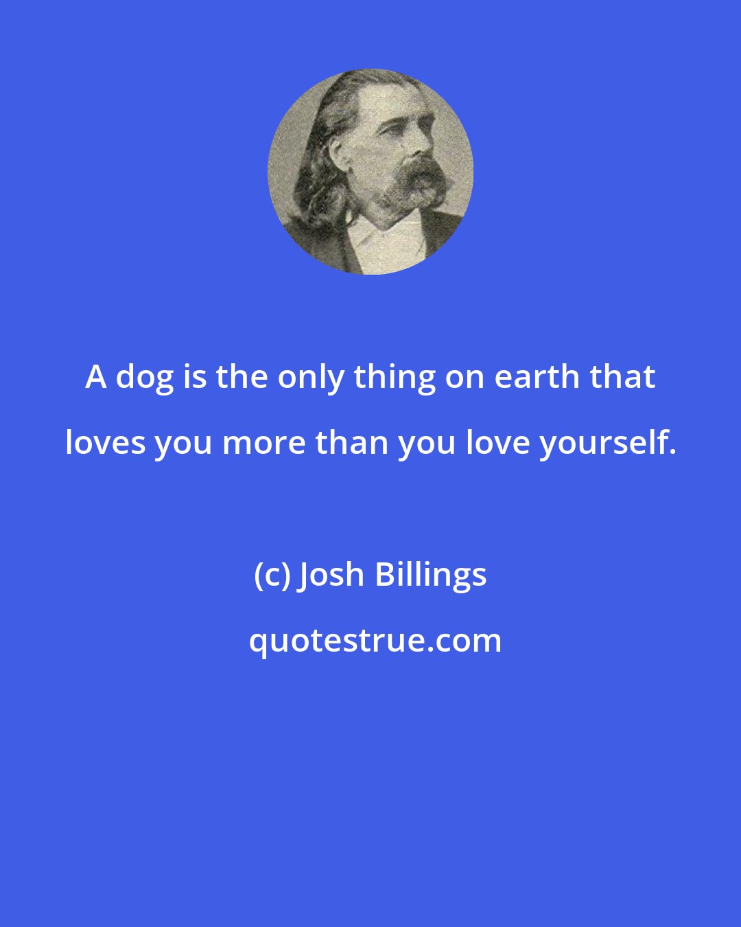 Josh Billings: A dog is the only thing on earth that loves you more than you love yourself.