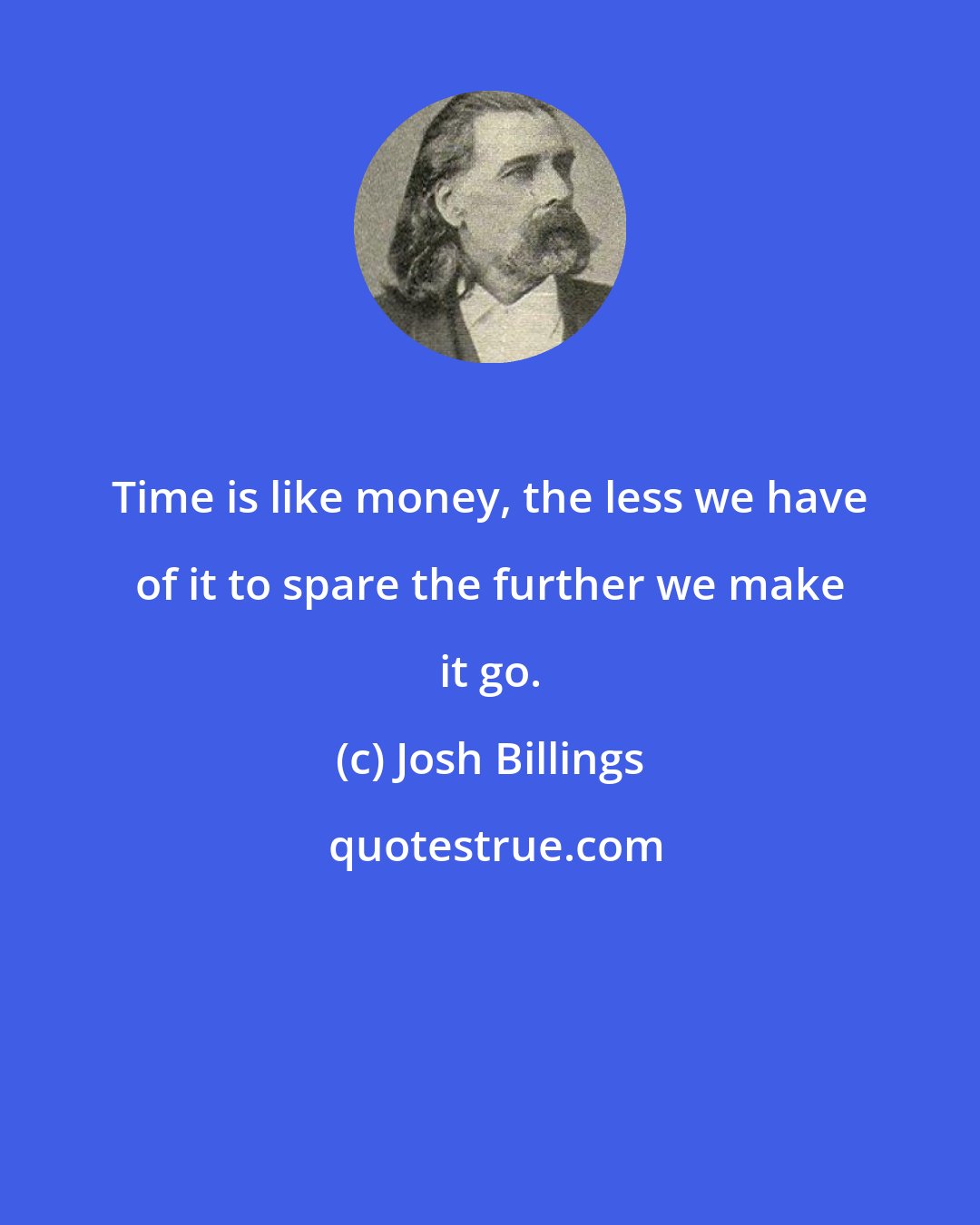 Josh Billings: Time is like money, the less we have of it to spare the further we make it go.