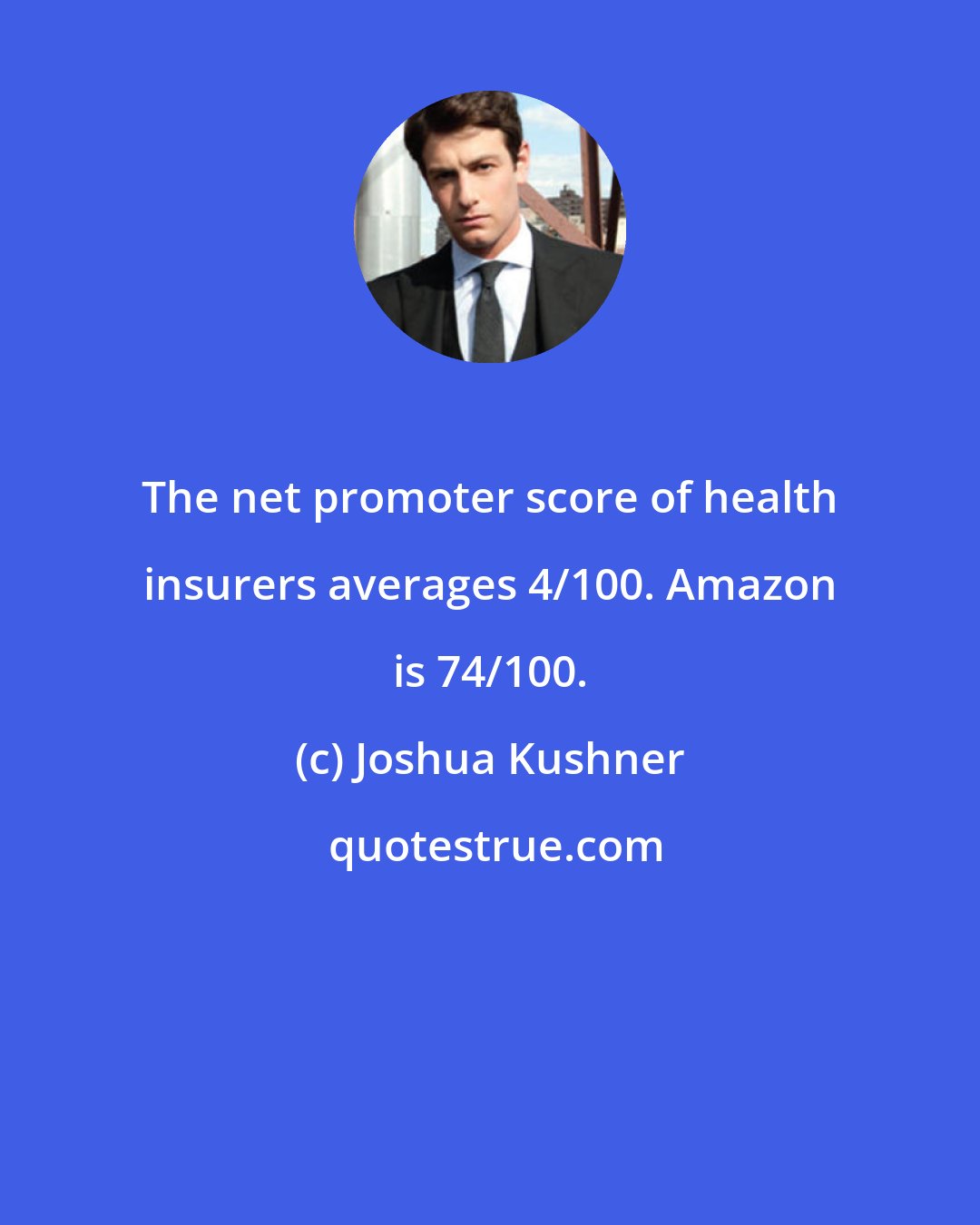 Joshua Kushner: The net promoter score of health insurers averages 4/100. Amazon is 74/100.