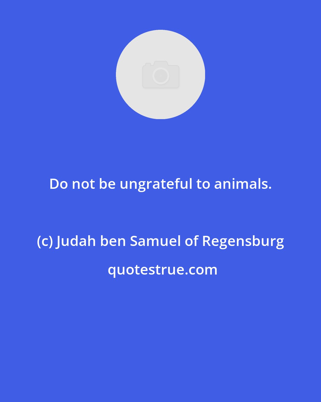 Judah ben Samuel of Regensburg: Do not be ungrateful to animals.