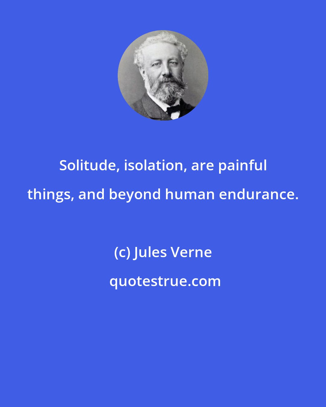 Jules Verne: Solitude, isolation, are painful things, and beyond human endurance.