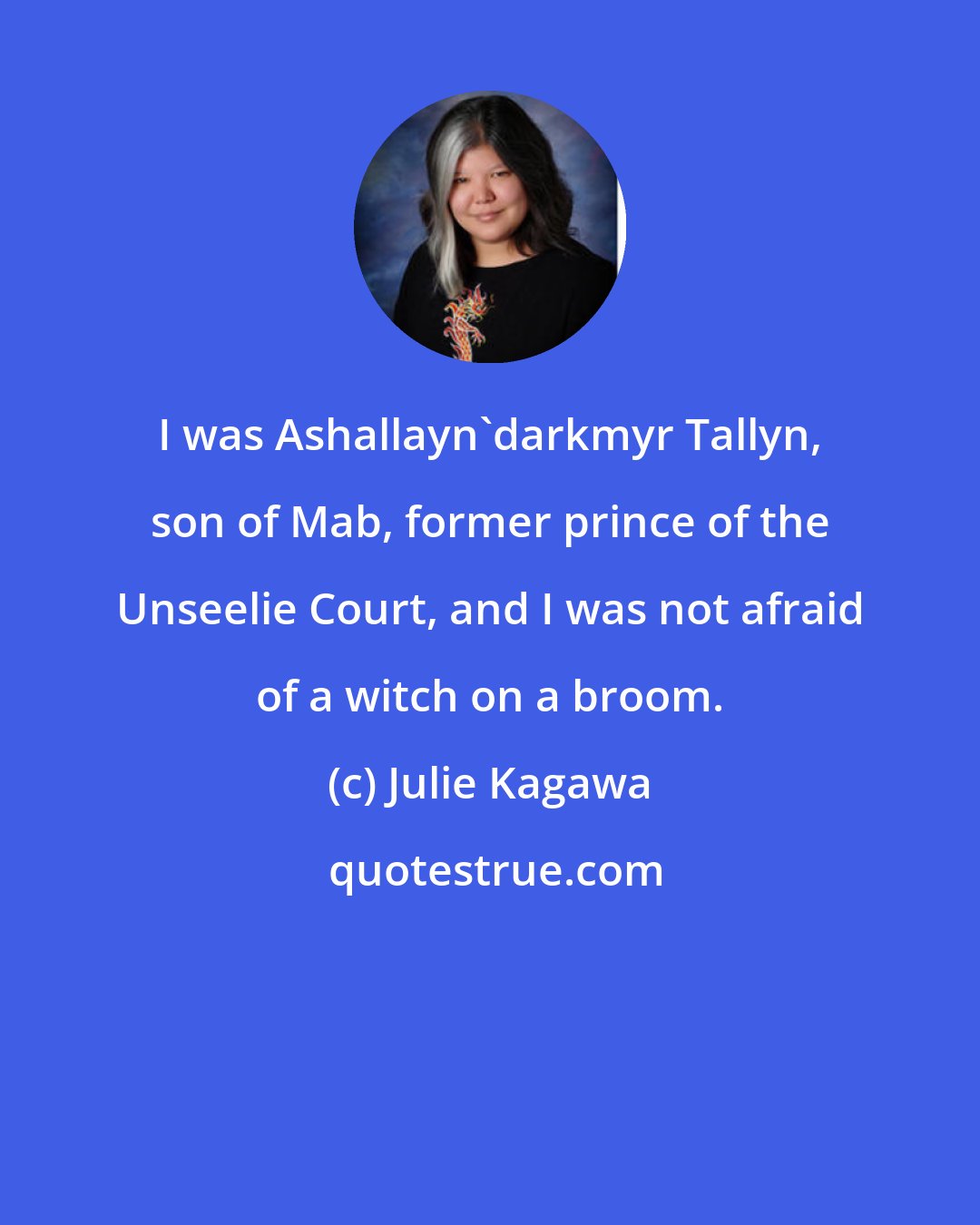 Julie Kagawa: I was Ashallayn'darkmyr Tallyn, son of Mab, former prince of the Unseelie Court, and I was not afraid of a witch on a broom.