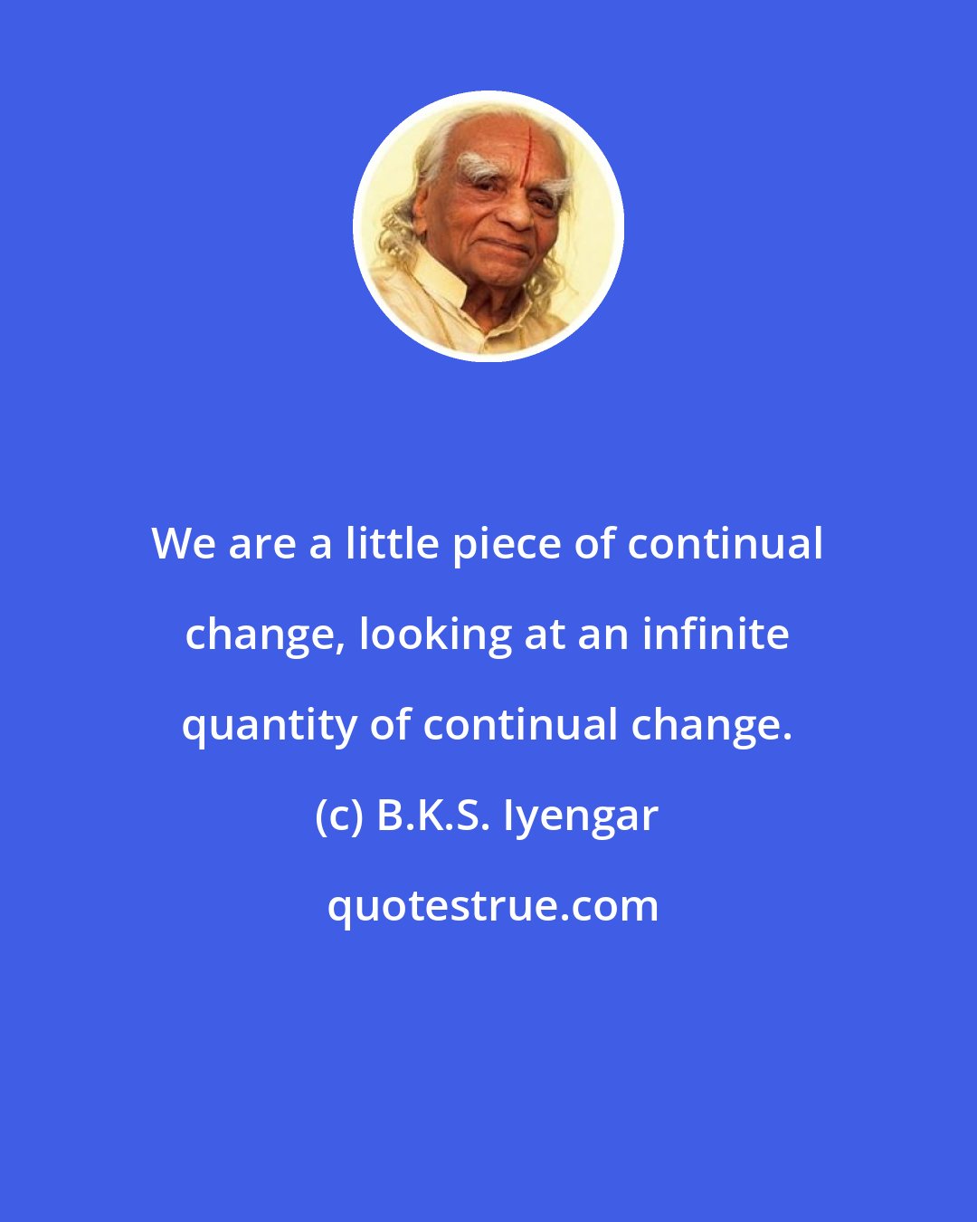 B.K.S. Iyengar: We are a little piece of continual change, looking at an infinite quantity of continual change.