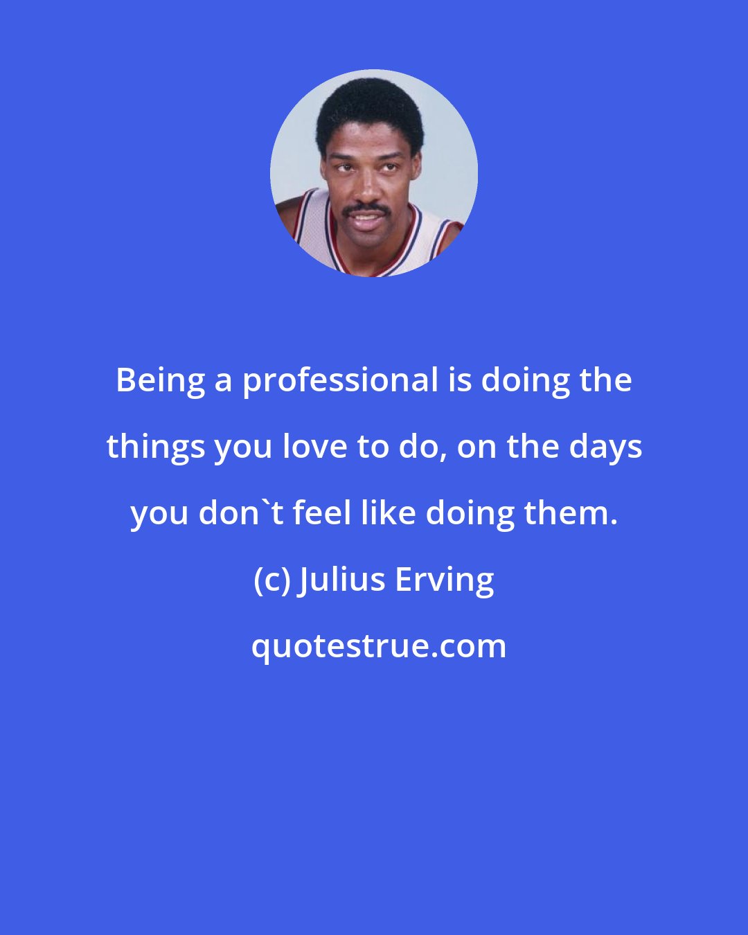 Julius Erving: Being a professional is doing the things you love to do, on the days you don't feel like doing them.