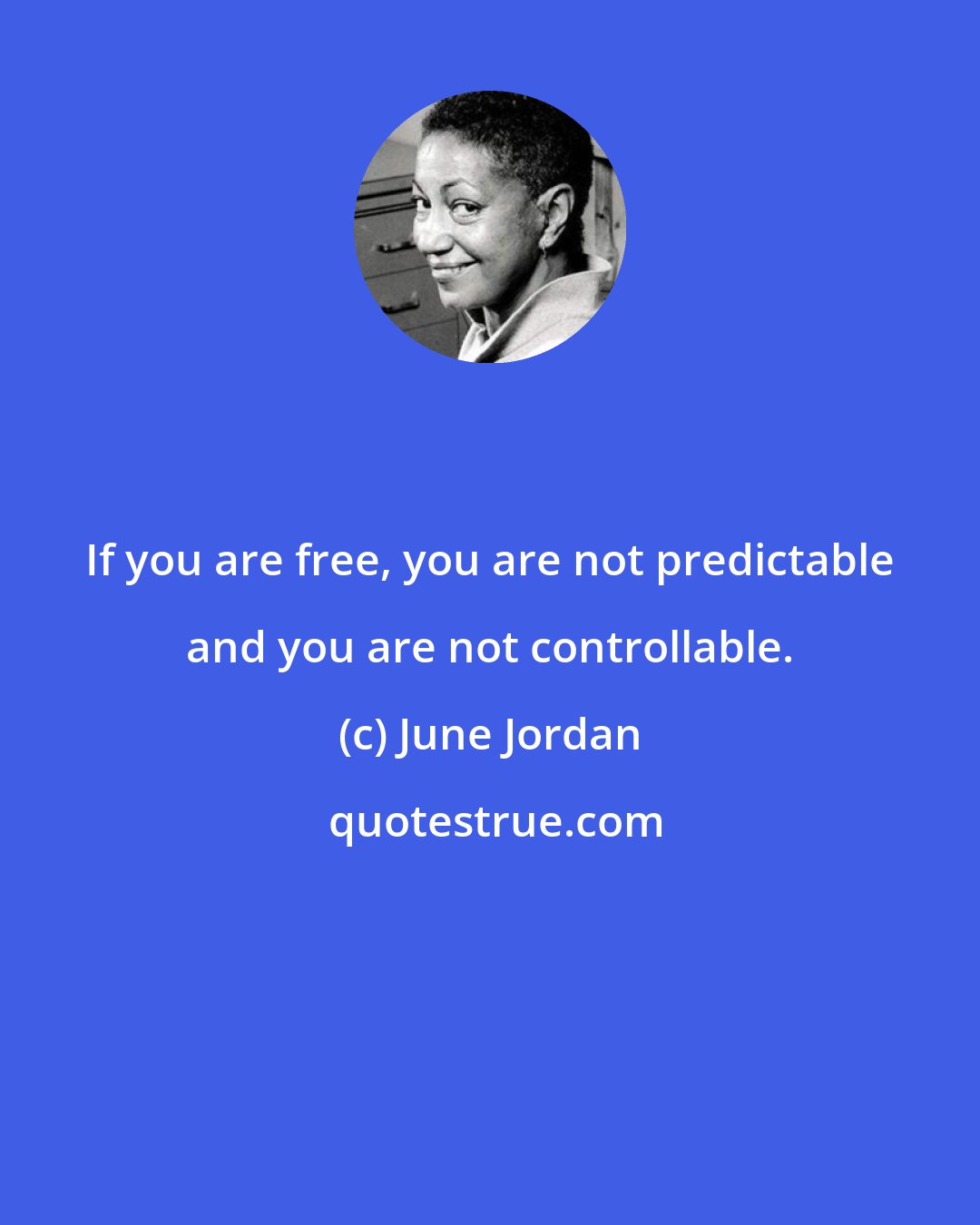 June Jordan: If you are free, you are not predictable and you are not controllable.