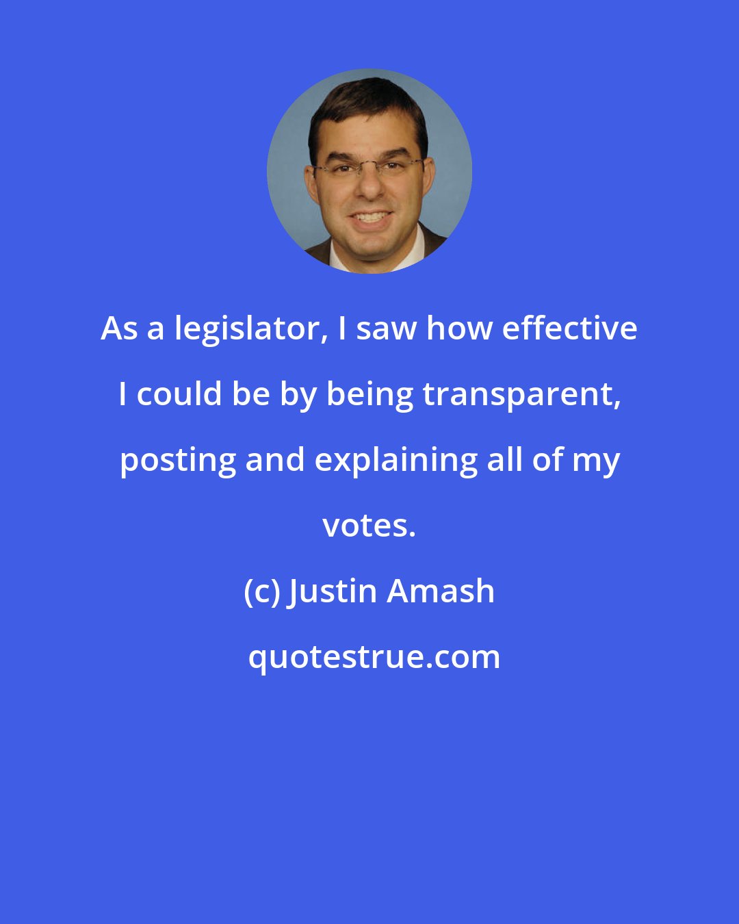 Justin Amash: As a legislator, I saw how effective I could be by being transparent, posting and explaining all of my votes.