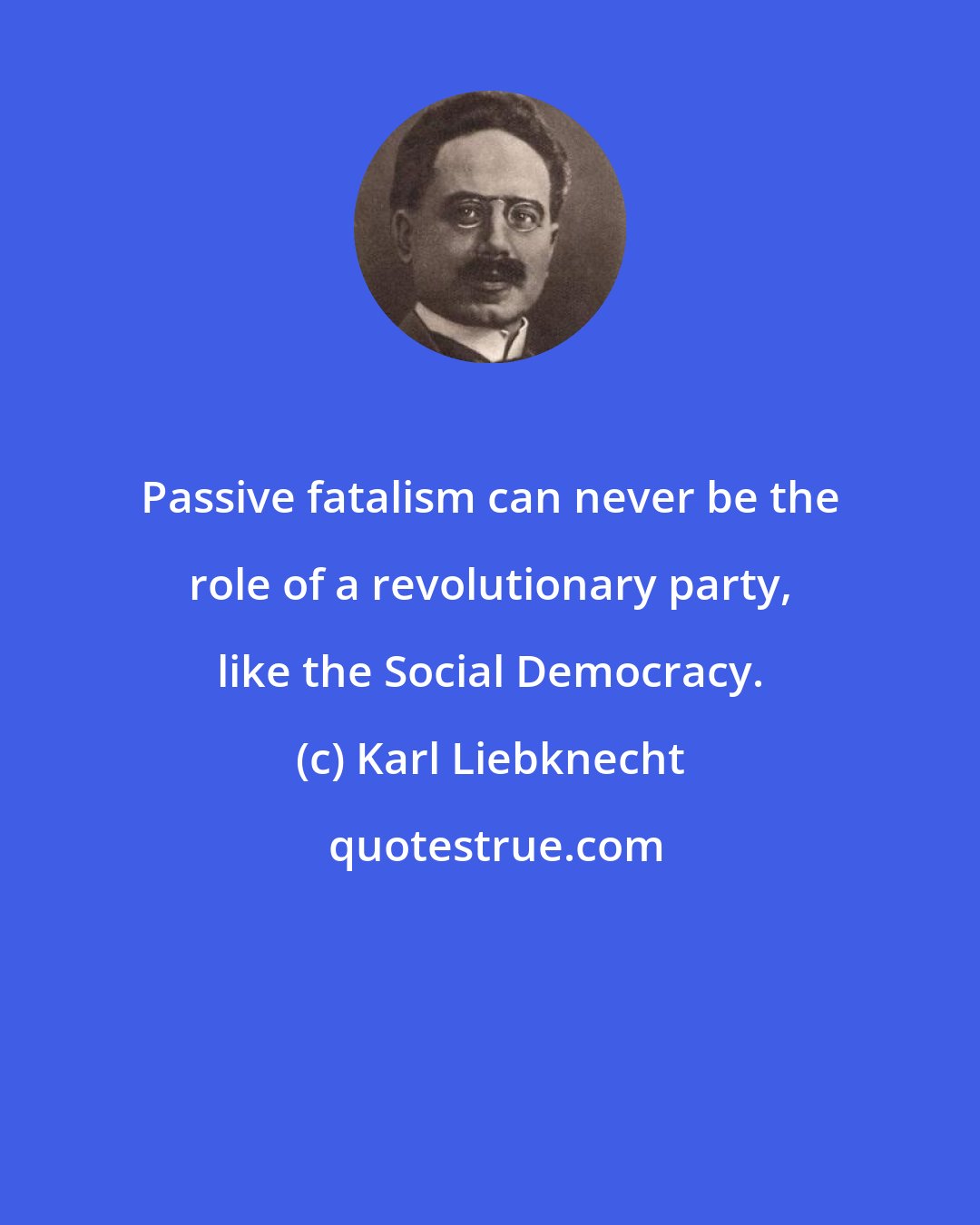 Karl Liebknecht: Passive fatalism can never be the role of a revolutionary party, like the Social Democracy.