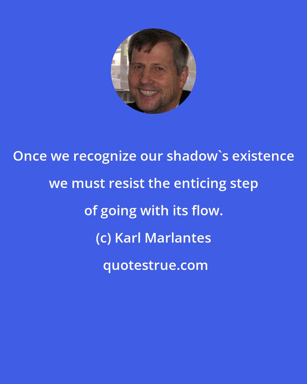 Karl Marlantes: Once we recognize our shadow's existence we must resist the enticing step of going with its flow.