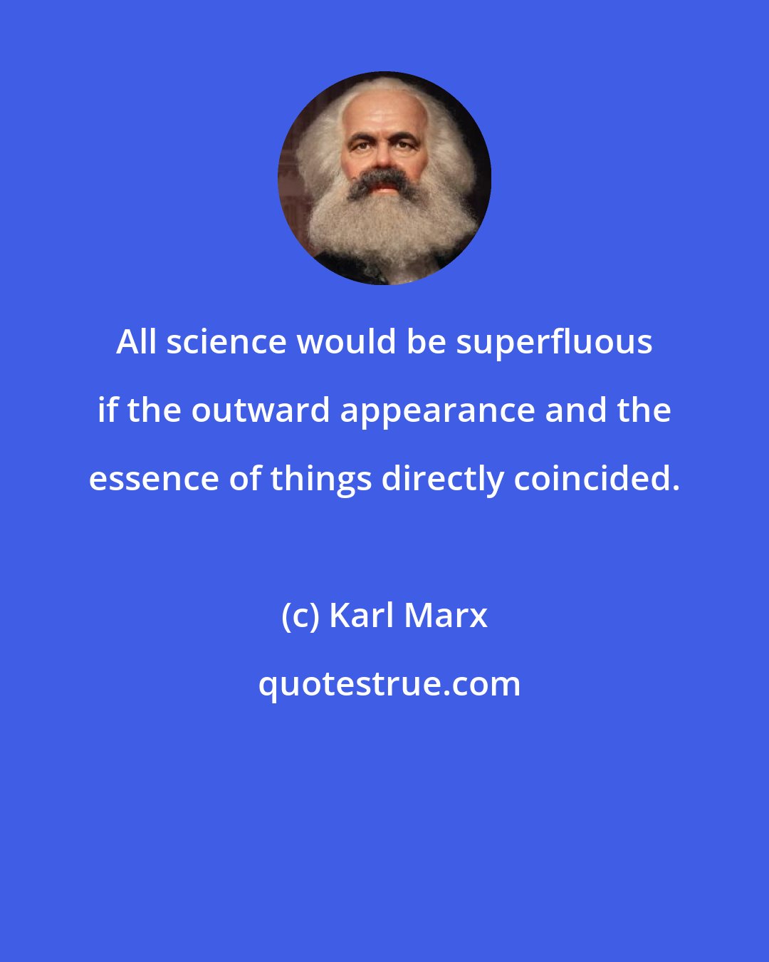 Karl Marx: All science would be superfluous if the outward appearance and the essence of things directly coincided.