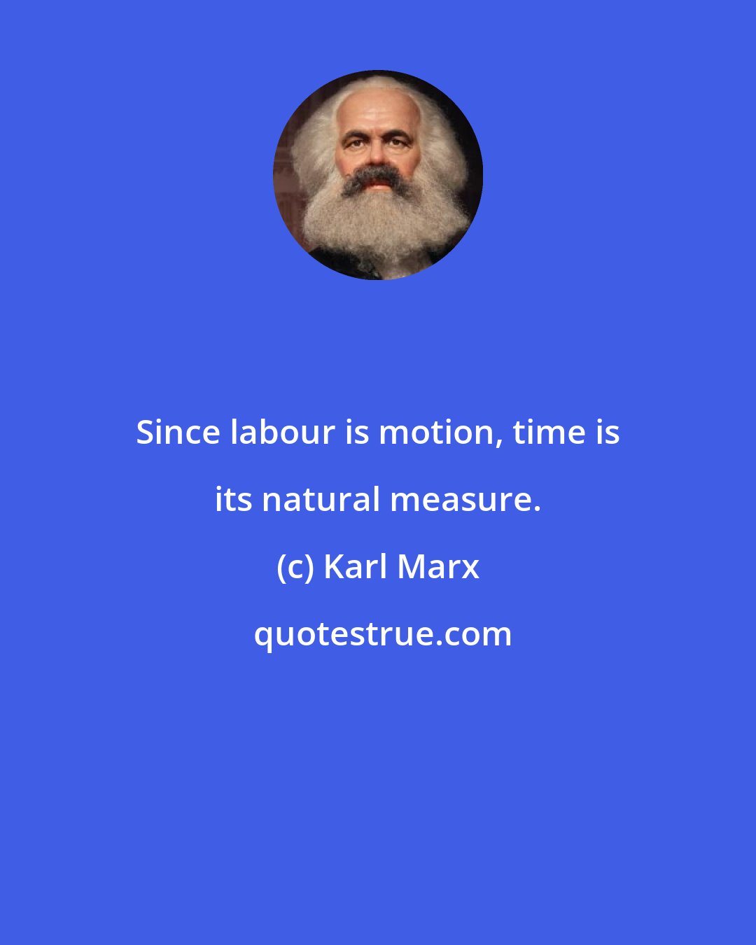 Karl Marx: Since labour is motion, time is its natural measure.