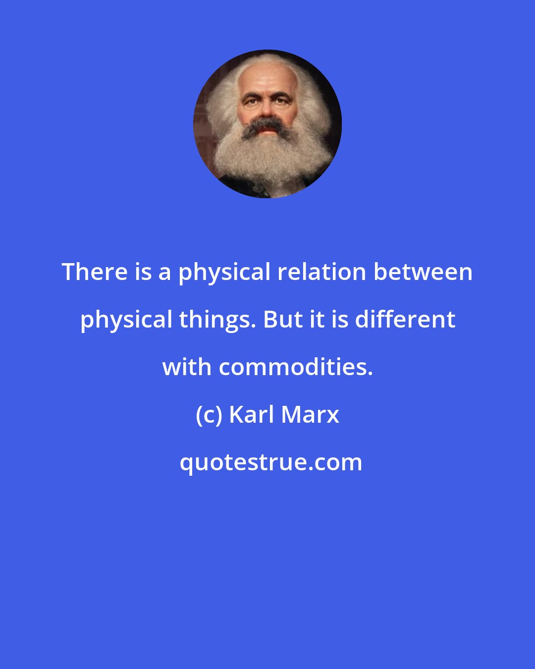 Karl Marx: There is a physical relation between physical things. But it is different with commodities.