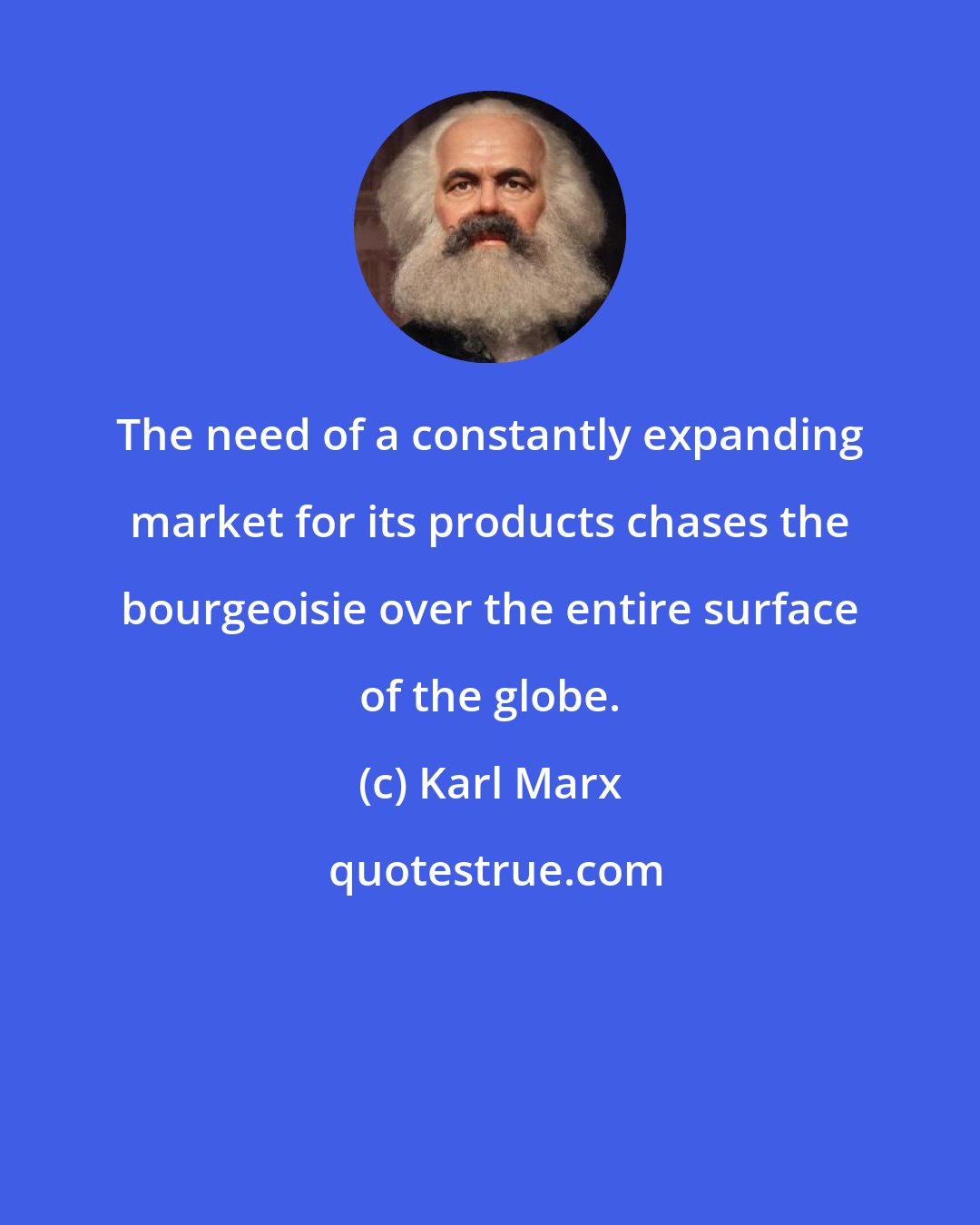 Karl Marx: The need of a constantly expanding market for its products chases the bourgeoisie over the entire surface of the globe.