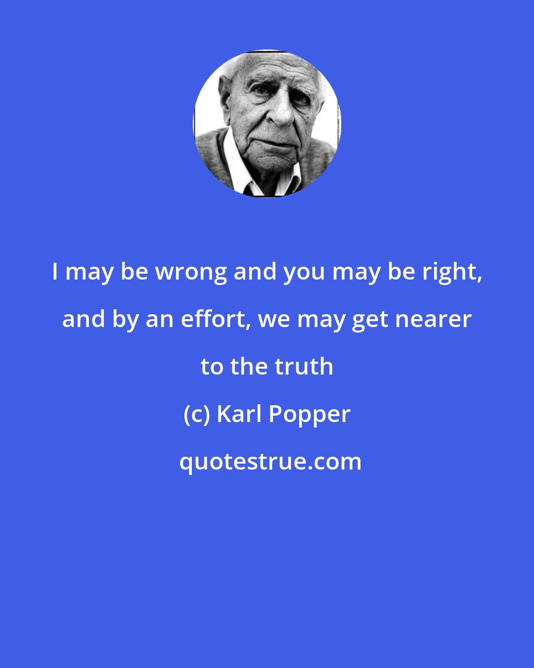 Karl Popper: I may be wrong and you may be right, and by an effort, we may get nearer to the truth