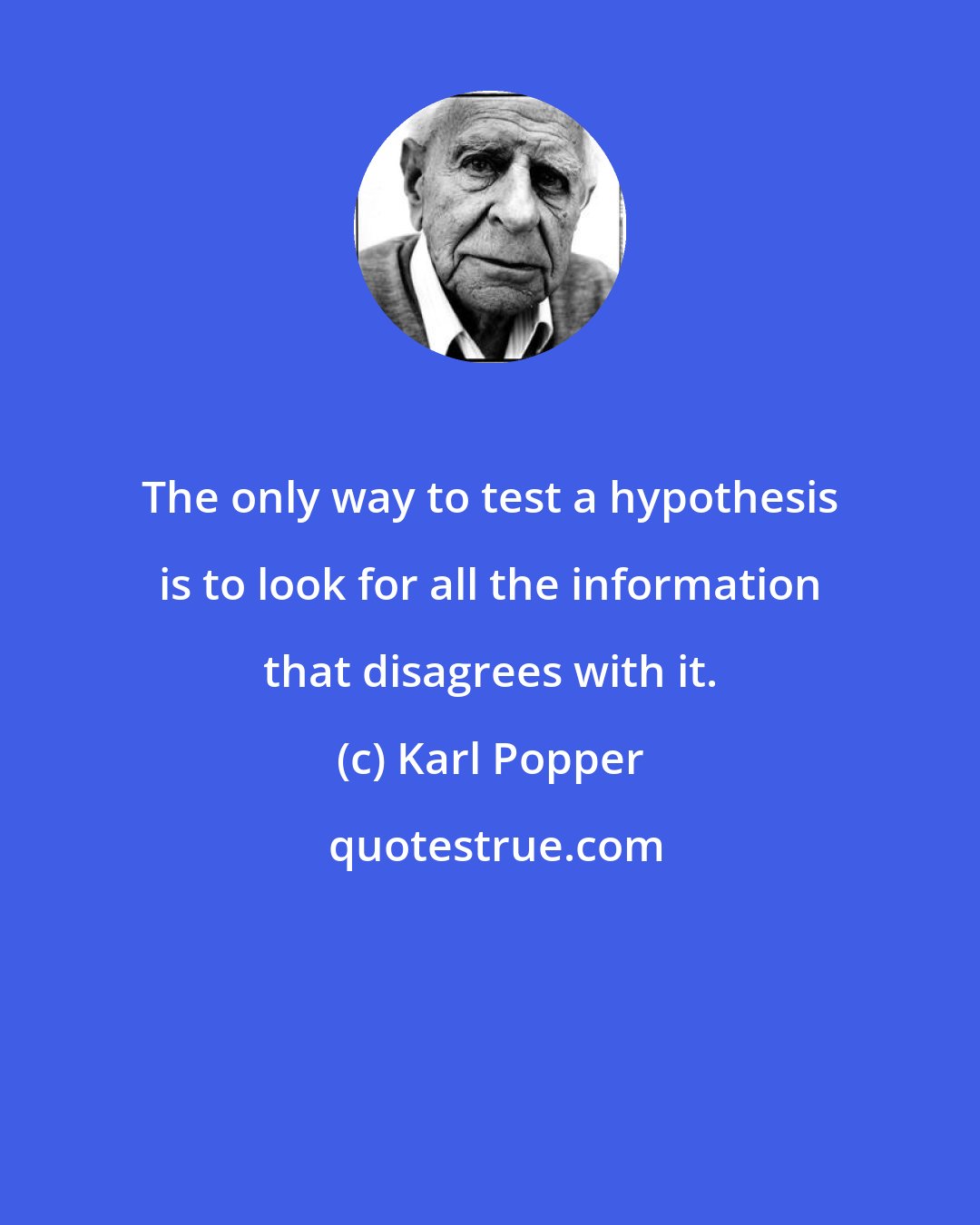 Karl Popper: The only way to test a hypothesis is to look for all the information that disagrees with it.