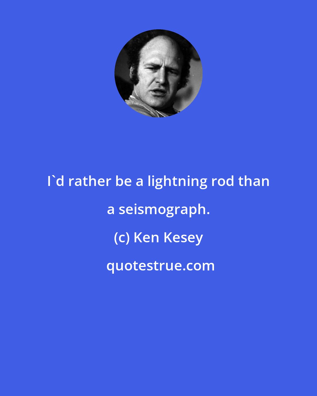 Ken Kesey: I'd rather be a lightning rod than a seismograph.