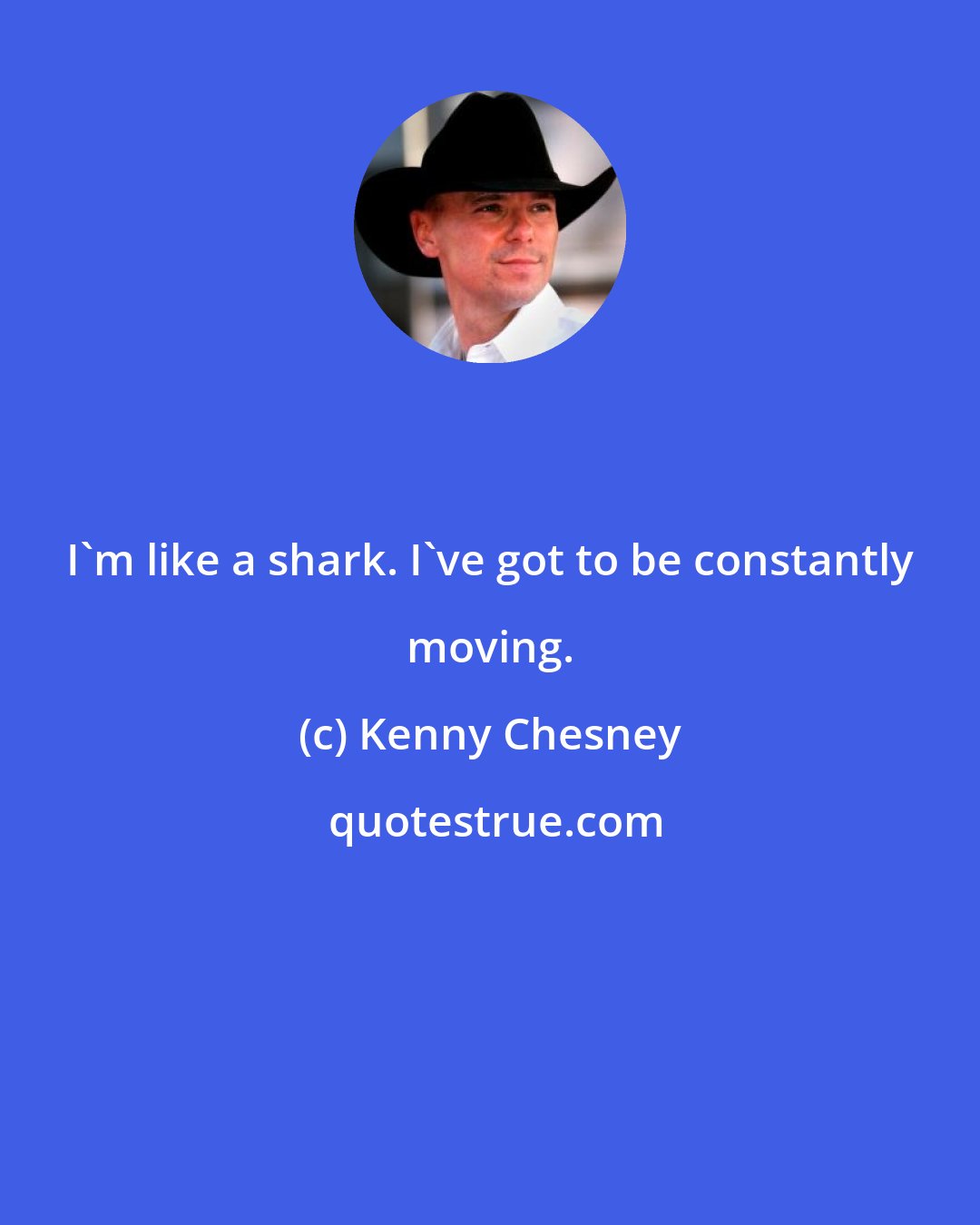 Kenny Chesney: I'm like a shark. I've got to be constantly moving.