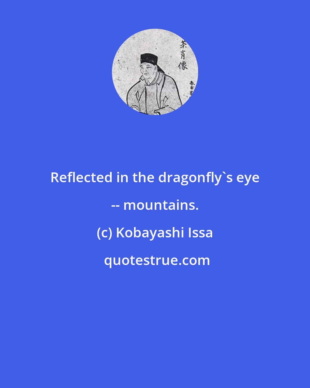 Kobayashi Issa: Reflected in the dragonfly's eye -- mountains.