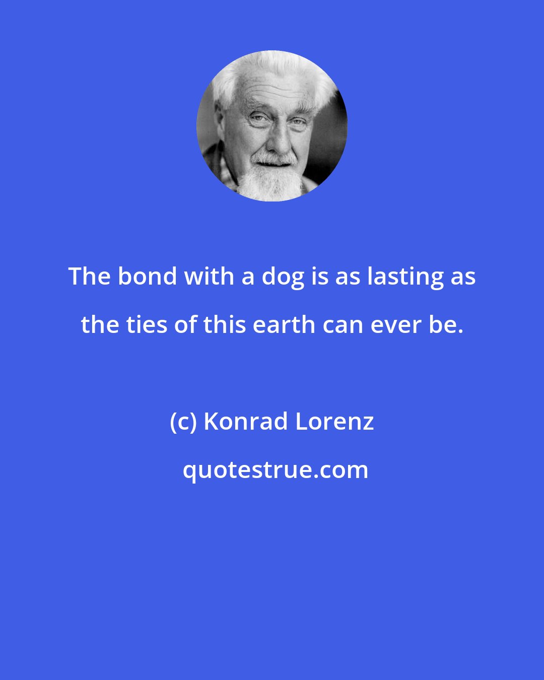 Konrad Lorenz: The bond with a dog is as lasting as the ties of this earth can ever be.