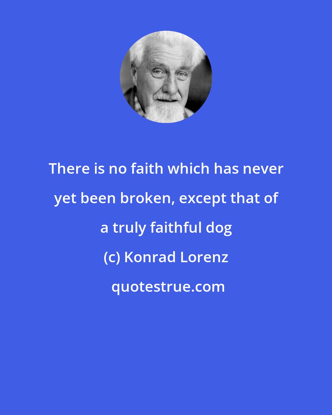 Konrad Lorenz: There is no faith which has never yet been broken, except that of a truly faithful dog