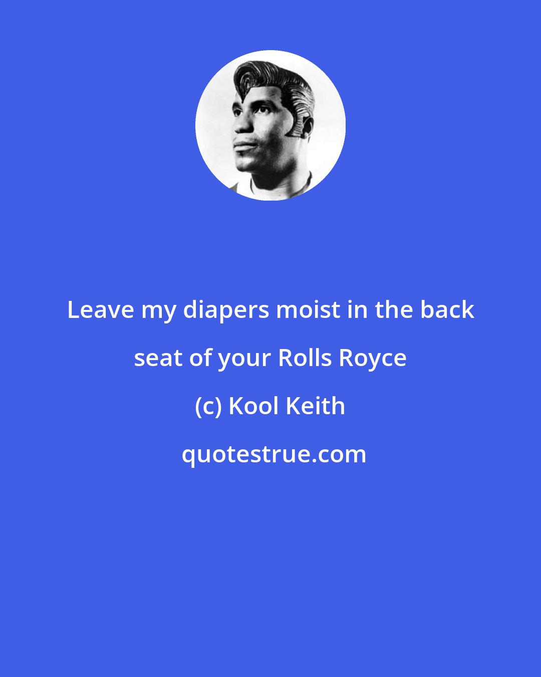 Kool Keith: Leave my diapers moist in the back seat of your Rolls Royce