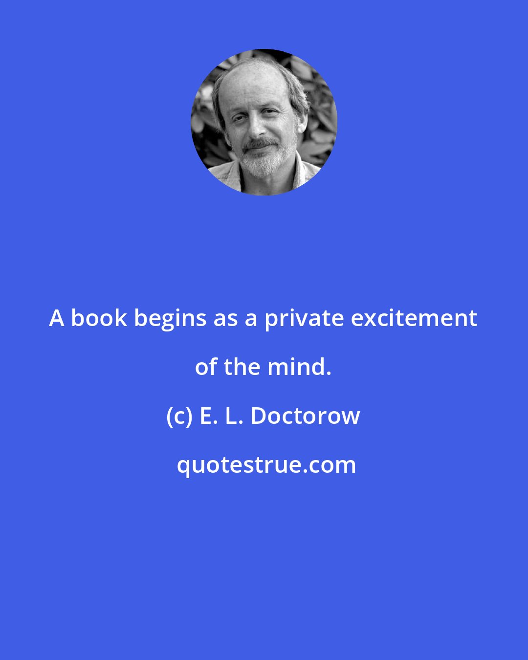 E. L. Doctorow: A book begins as a private excitement of the mind.