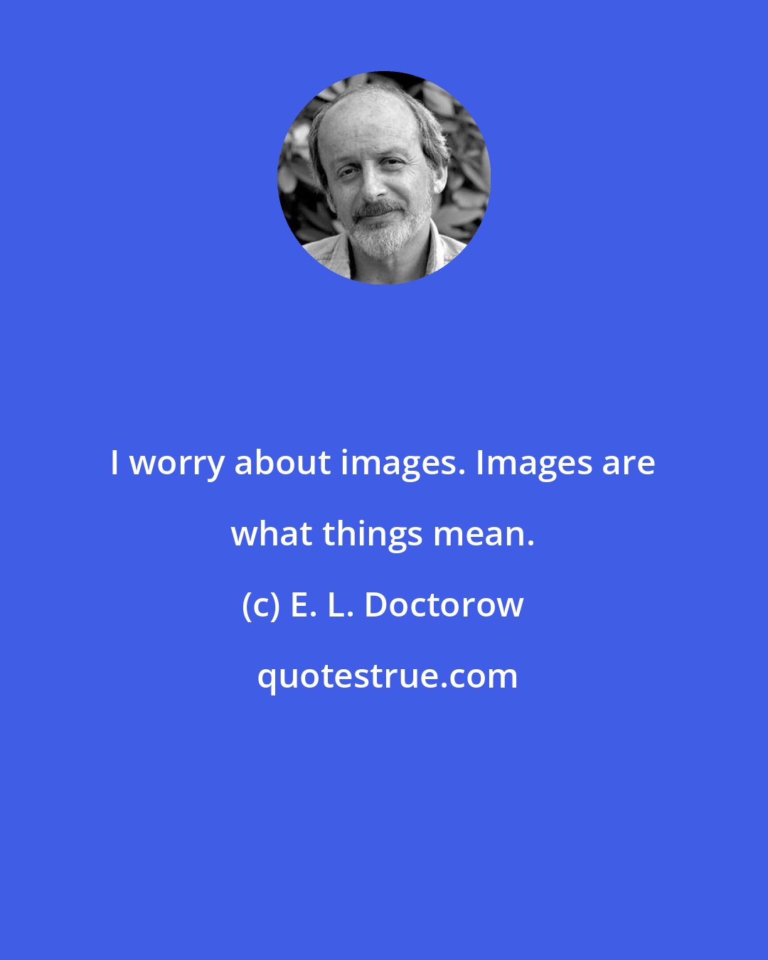 E. L. Doctorow: I worry about images. Images are what things mean.