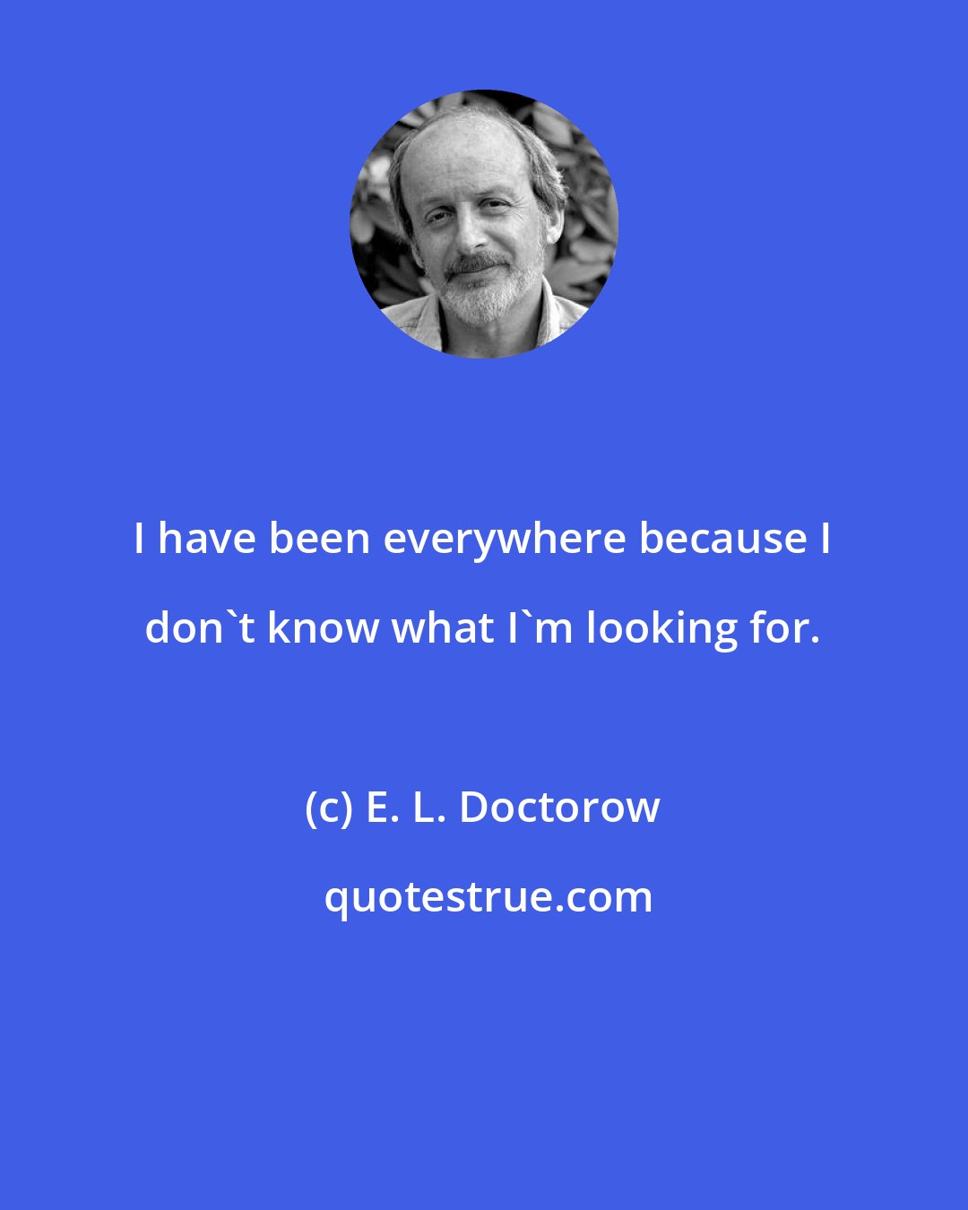 E. L. Doctorow: I have been everywhere because I don't know what I'm looking for.