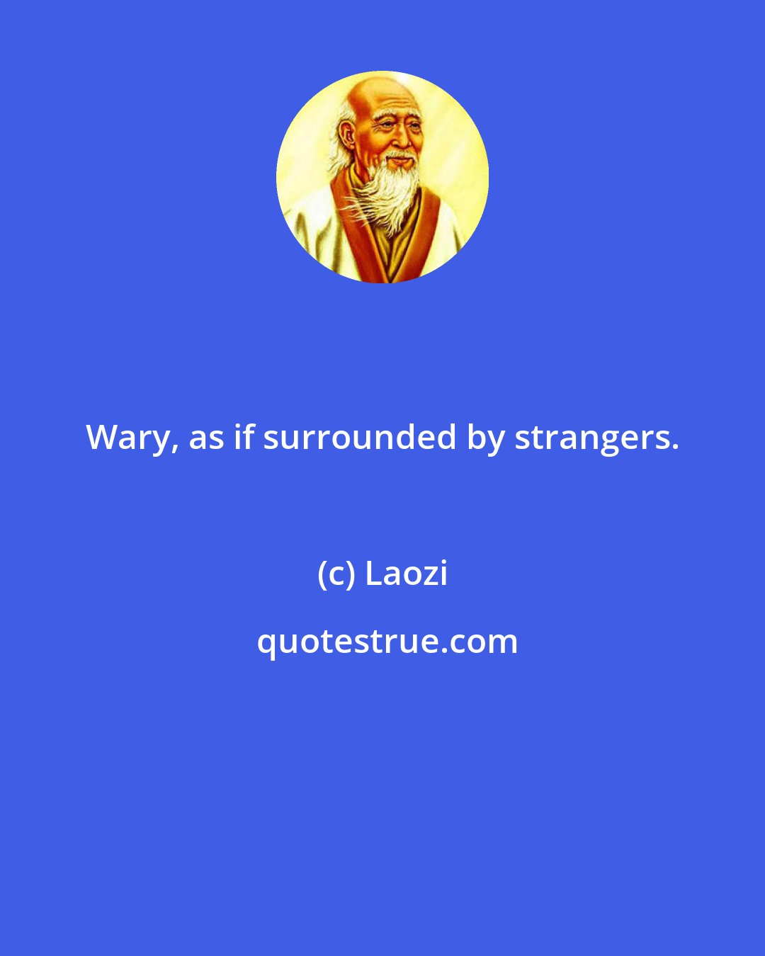 Laozi: Wary, as if surrounded by strangers.