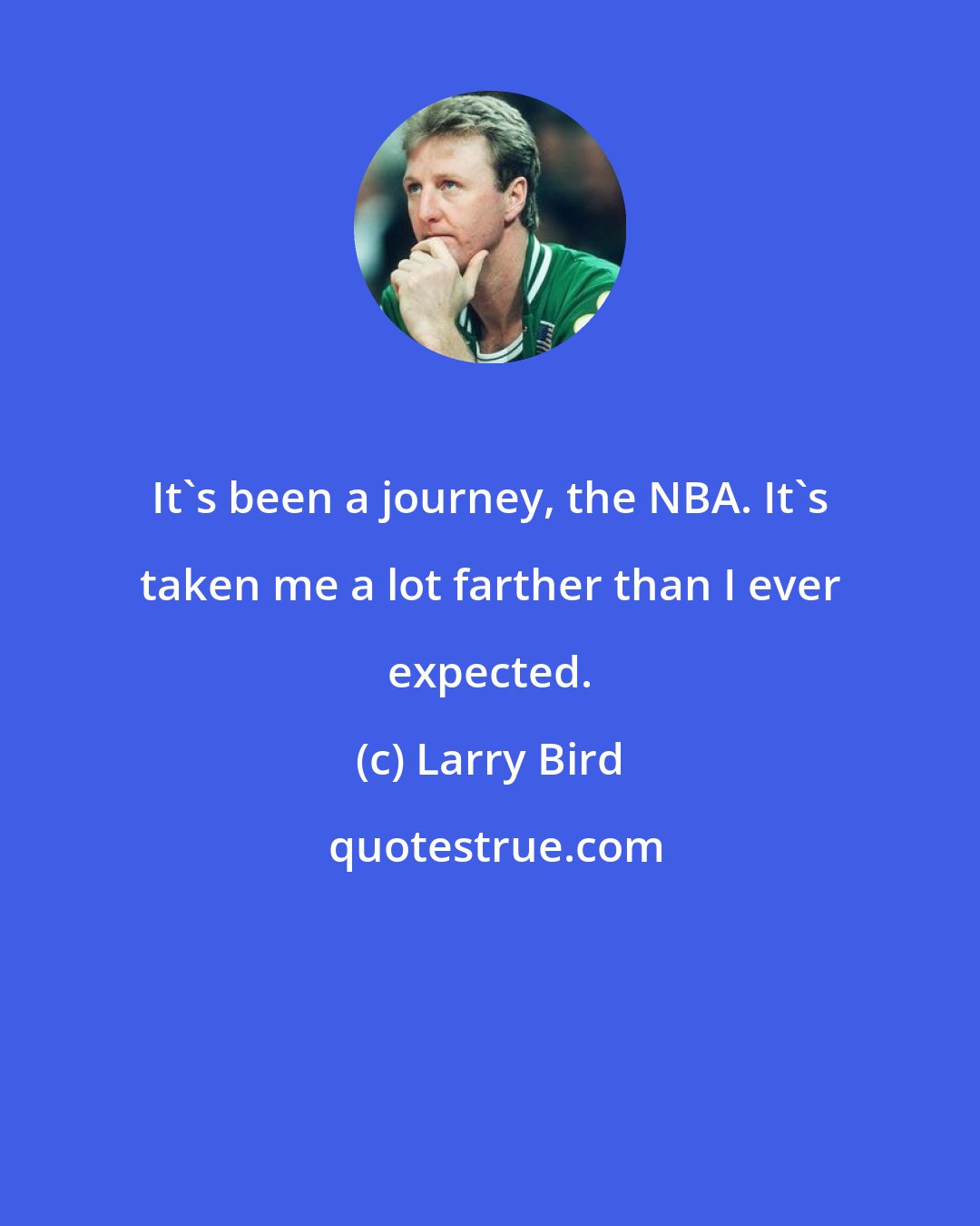 Larry Bird: It's been a journey, the NBA. It's taken me a lot farther than I ever expected.