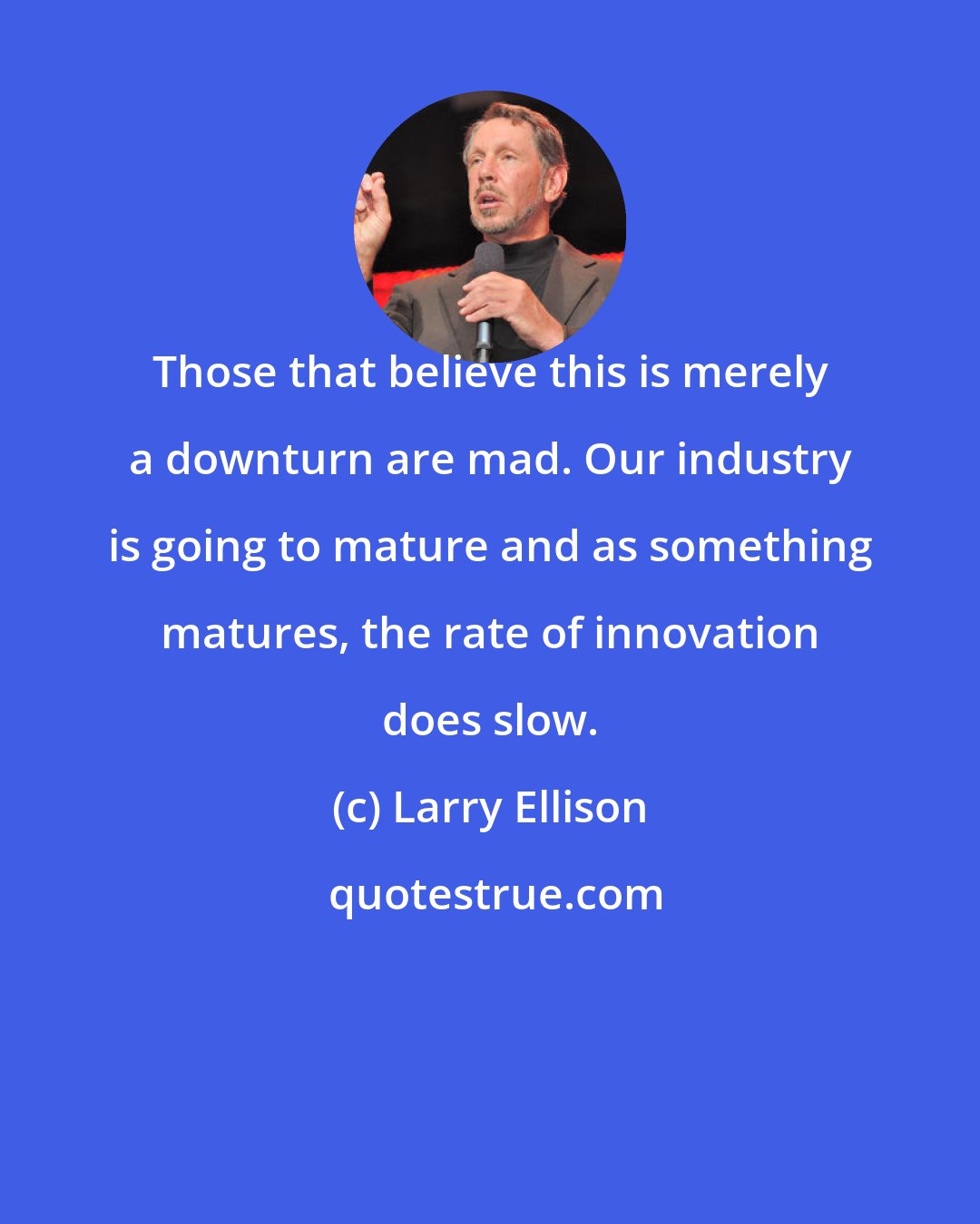 Larry Ellison: Those that believe this is merely a downturn are mad. Our industry is going to mature and as something matures, the rate of innovation does slow.