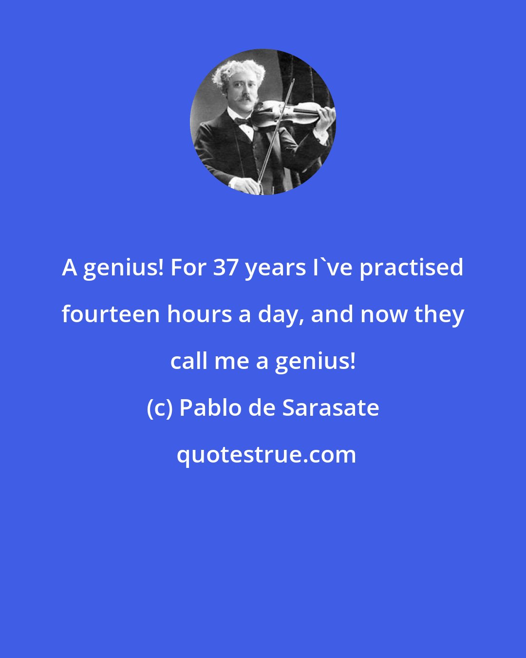 Pablo de Sarasate: A genius! For 37 years I've practised fourteen hours a day, and now they call me a genius!