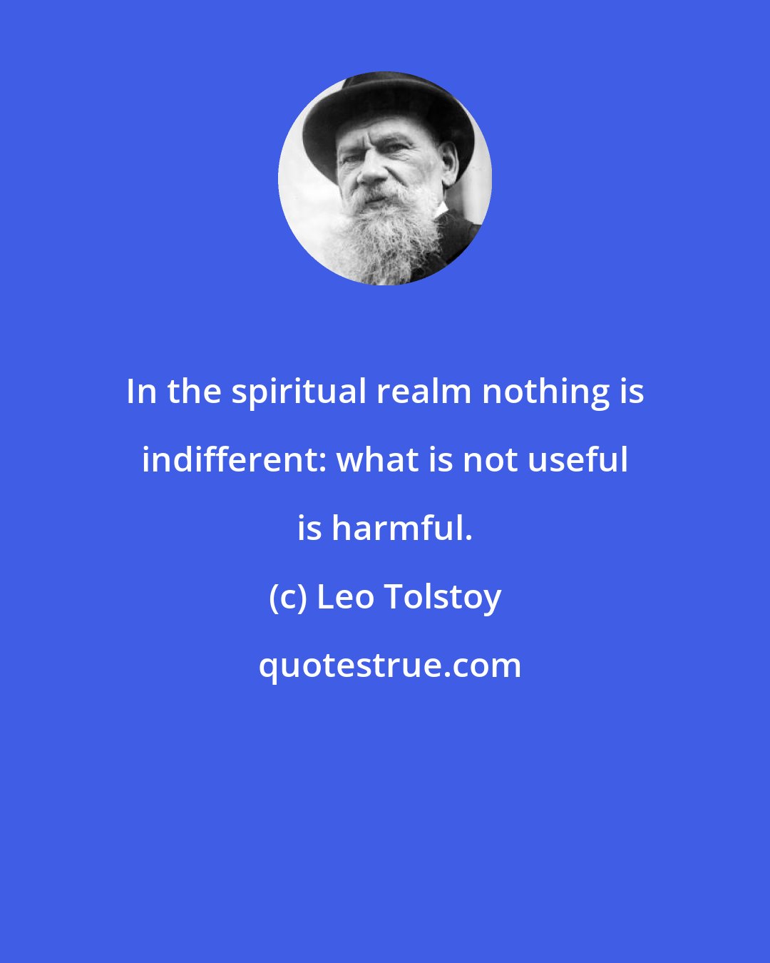 Leo Tolstoy: In the spiritual realm nothing is indifferent: what is not useful is harmful.