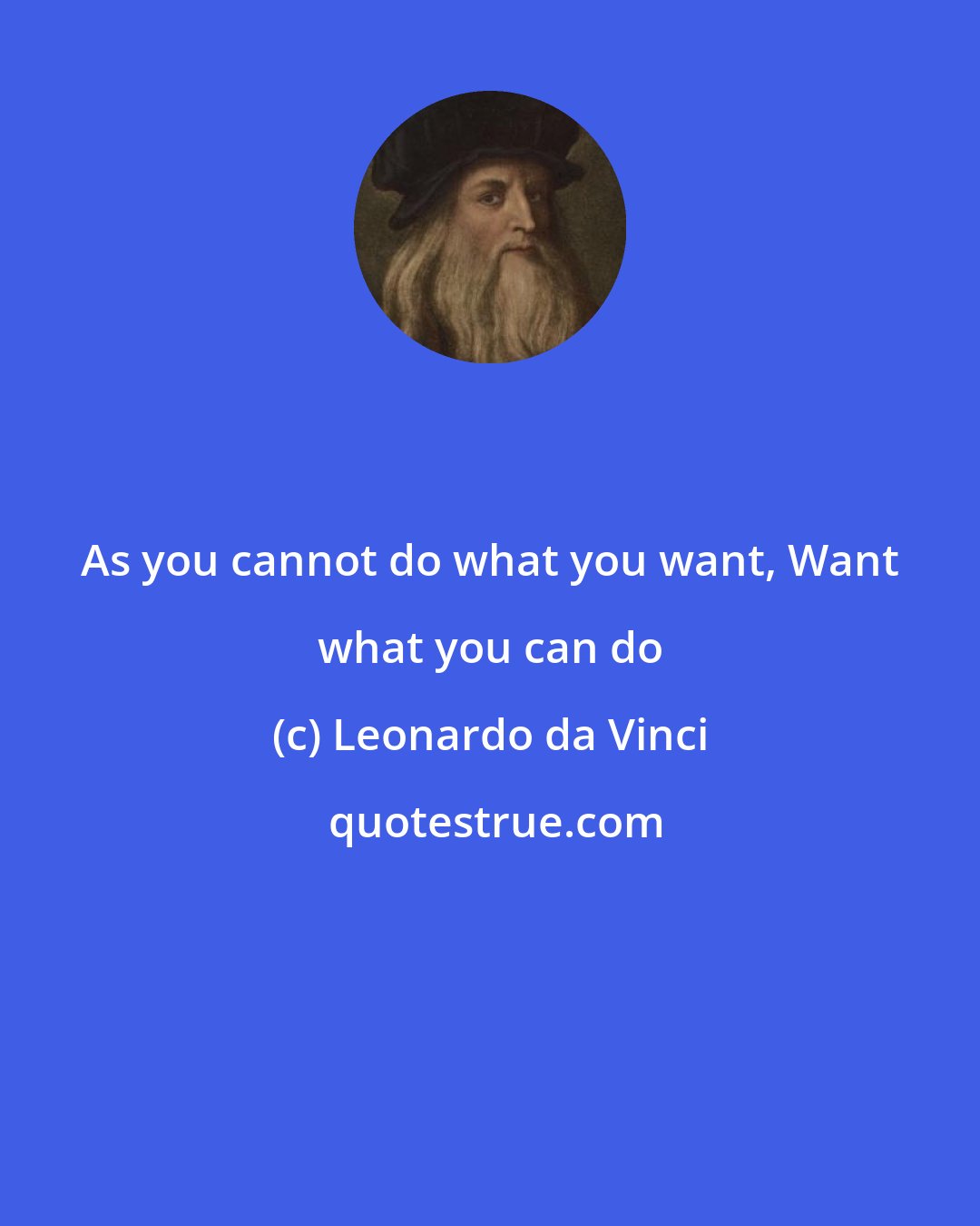 Leonardo da Vinci: As you cannot do what you want, Want what you can do