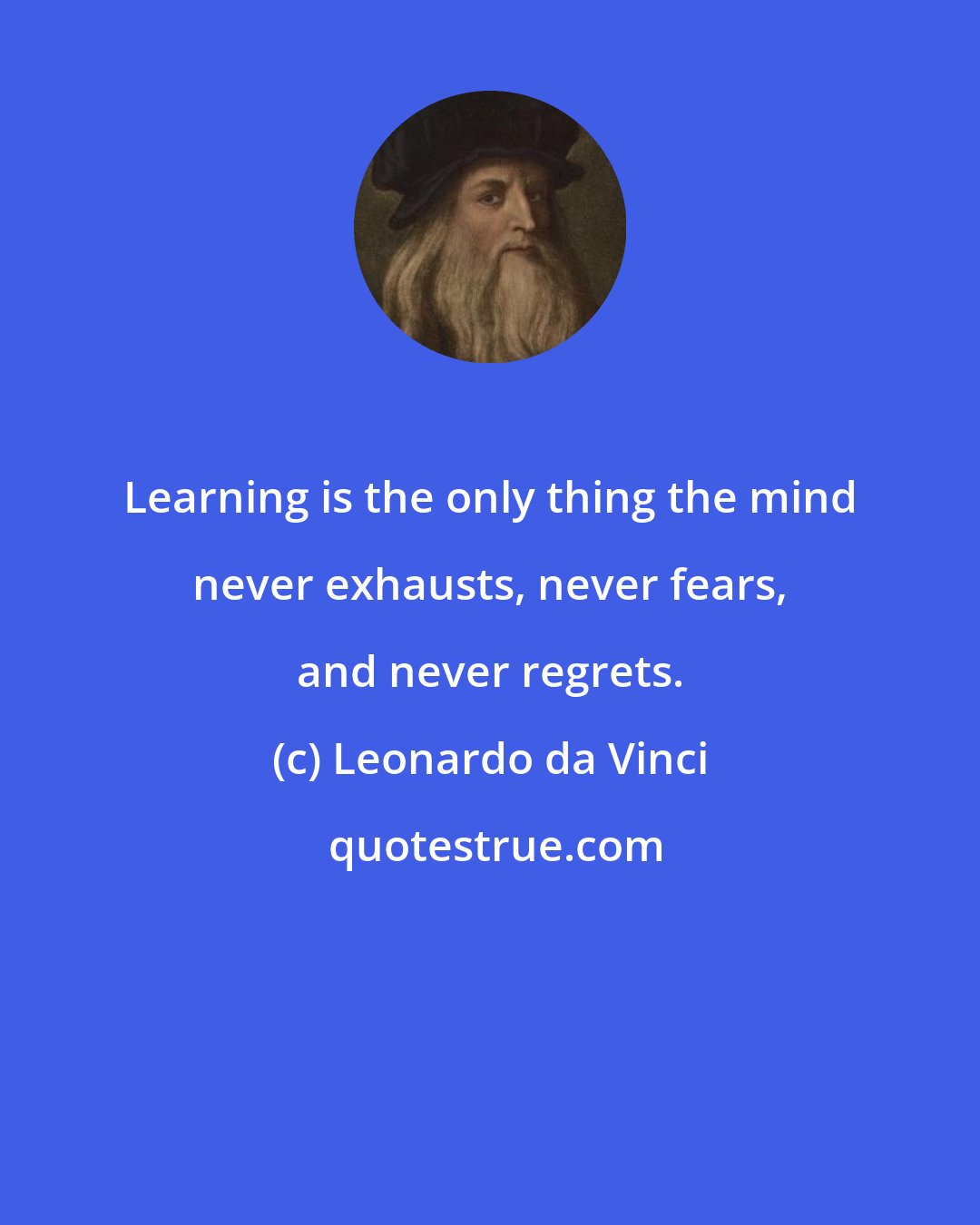 Leonardo da Vinci: Learning is the only thing the mind never exhausts, never fears, and never regrets.