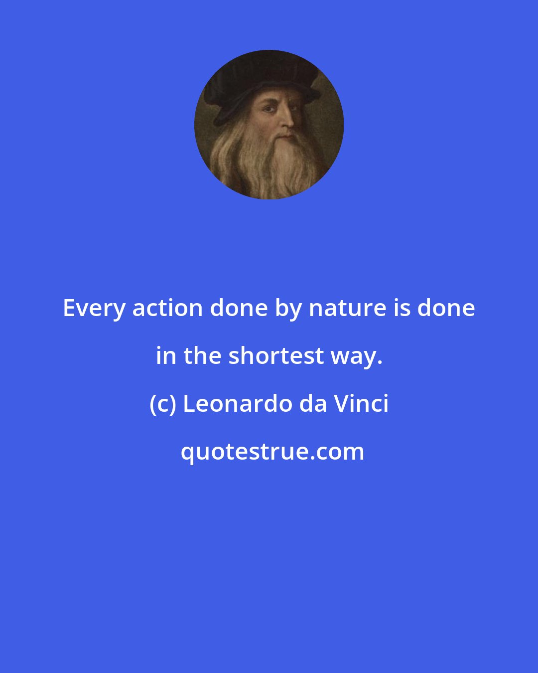 Leonardo da Vinci: Every action done by nature is done in the shortest way.