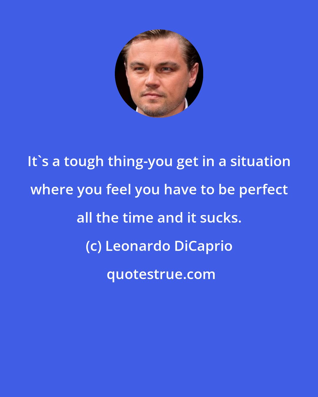 Leonardo DiCaprio: It's a tough thing-you get in a situation where you feel you have to be perfect all the time and it sucks.