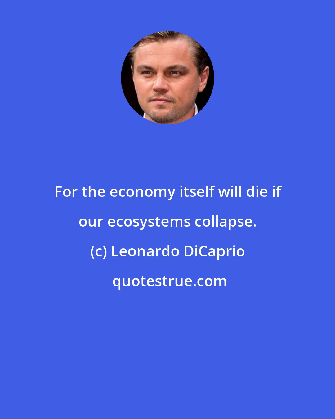 Leonardo DiCaprio: For the economy itself will die if our ecosystems collapse.