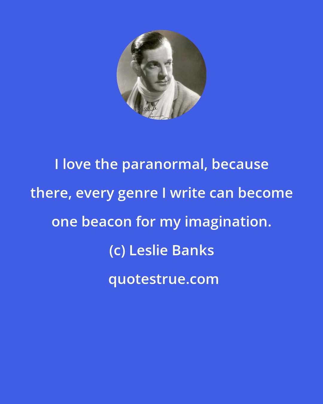 Leslie Banks: I love the paranormal, because there, every genre I write can become one beacon for my imagination.