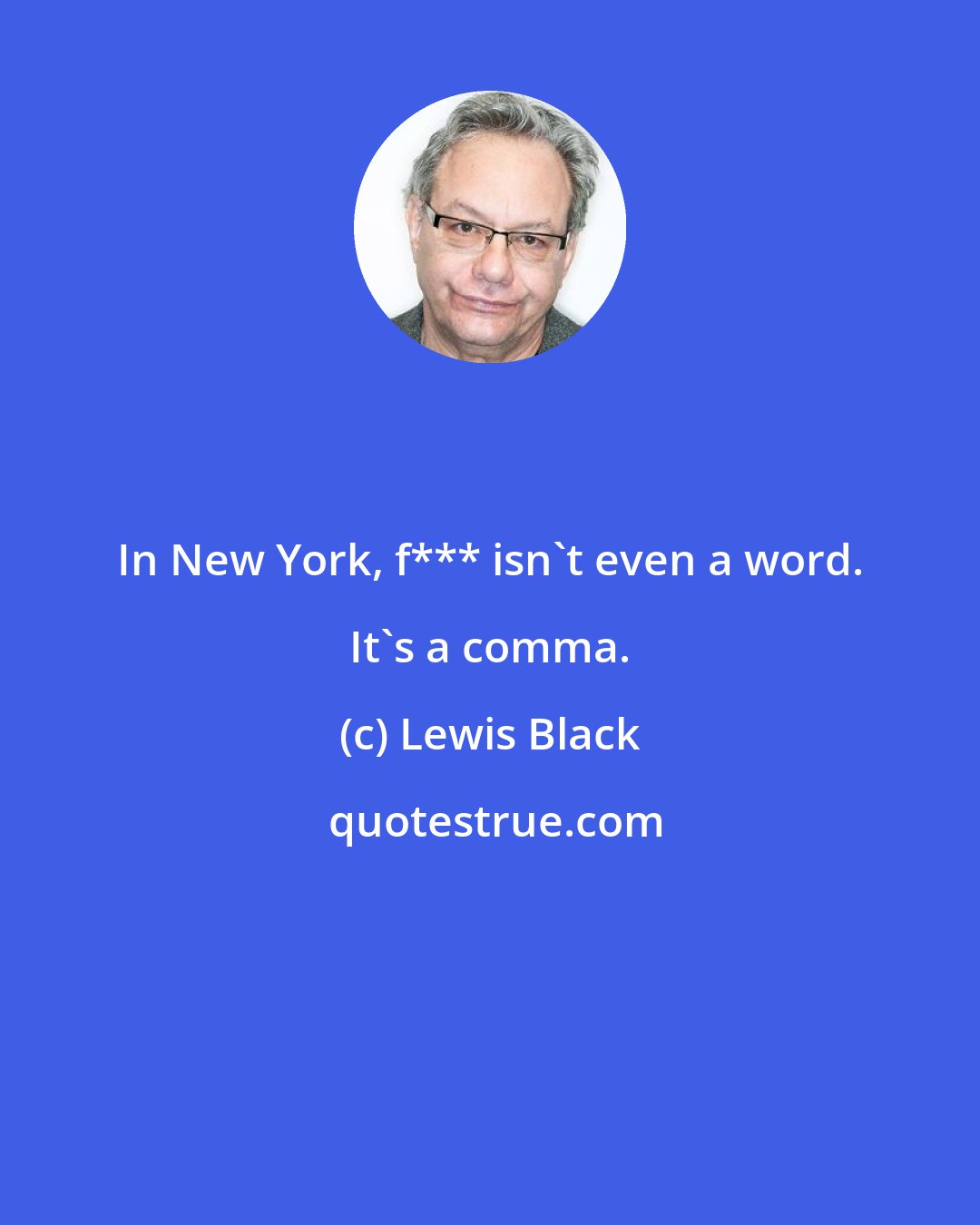 Lewis Black: In New York, f*** isn't even a word. It's a comma.