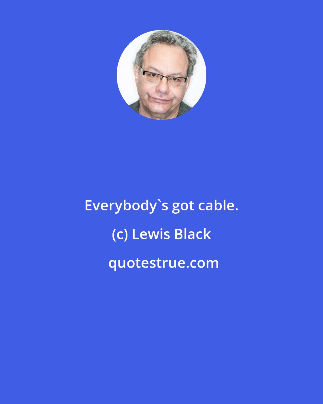 Lewis Black: Everybody's got cable.