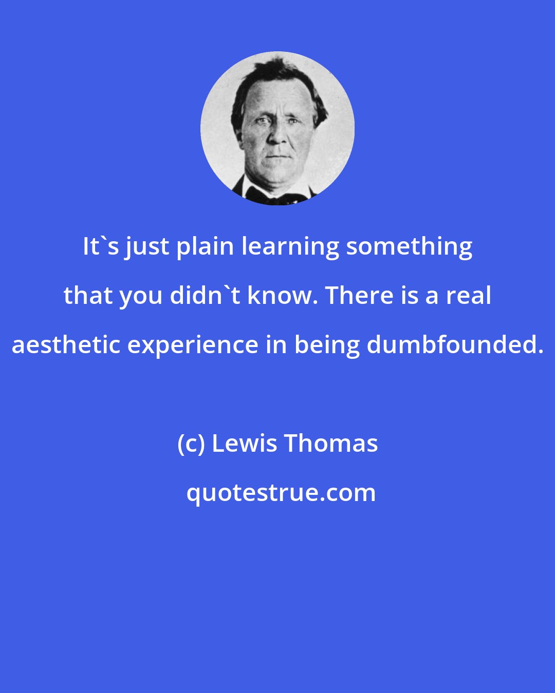 Lewis Thomas: It's just plain learning something that you didn't know. There is a real aesthetic experience in being dumbfounded.