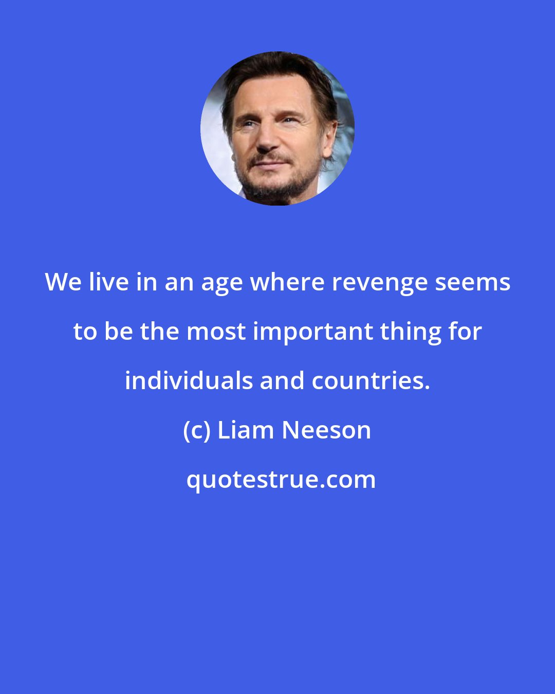 Liam Neeson: We live in an age where revenge seems to be the most important thing for individuals and countries.