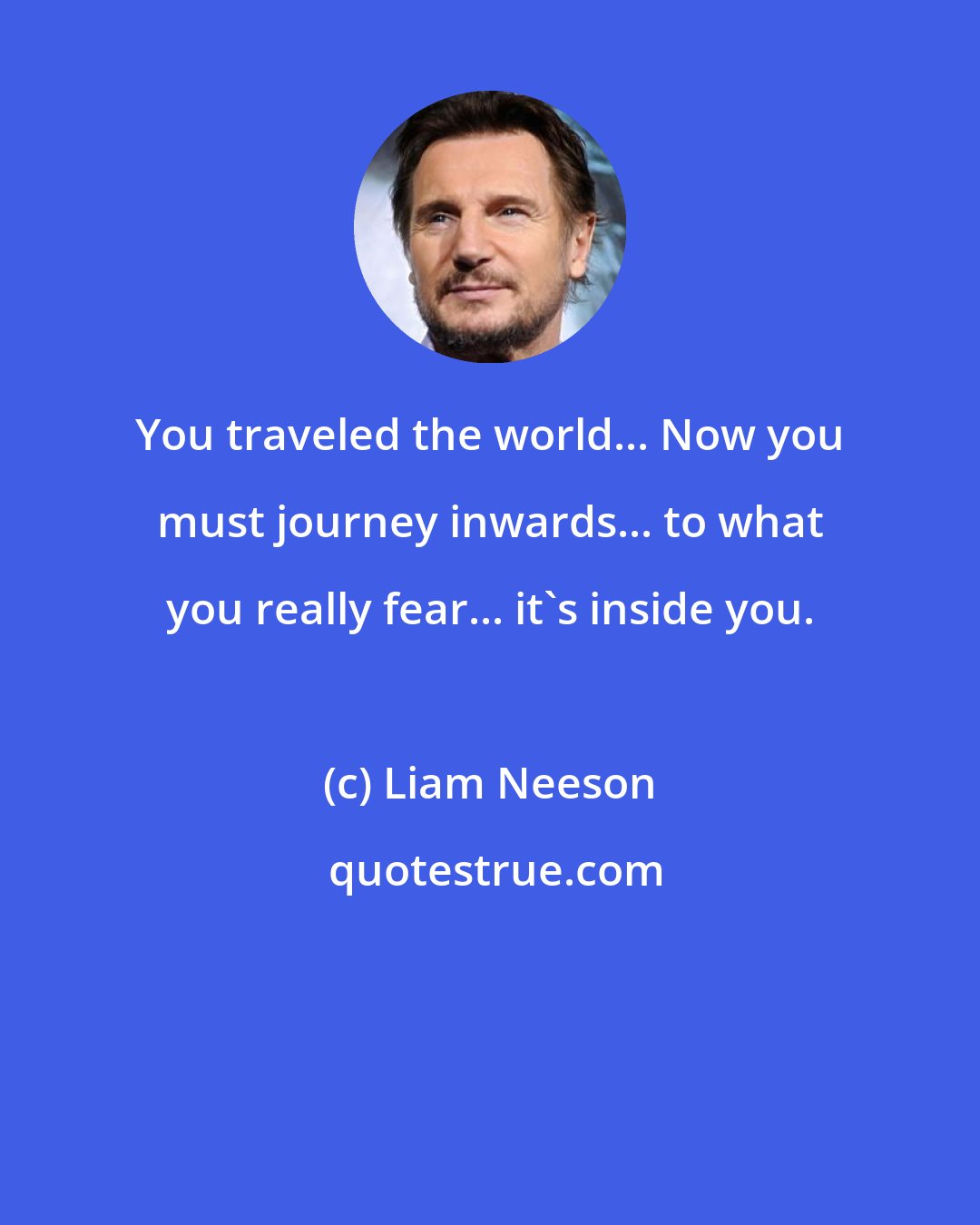 Liam Neeson: You traveled the world... Now you must journey inwards... to what you really fear... it's inside you.